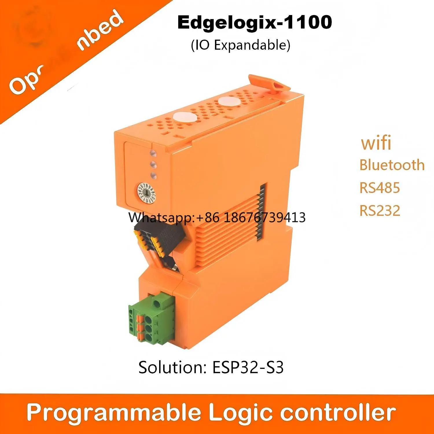 PLC Electrical Control Panel EdgeLogix-1100 ESP32-S3 16MB RAM 16MB Storage RS485 CAN Modbus 4G LTE Ethernet PLC Programming