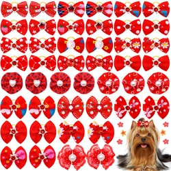 40pcs in pairs Dog Bows Pearl Diamond Hair Bows For Dogs Samll Dog Cat Bowknot Hair Accessories Dogs Pets Grooming Accessories