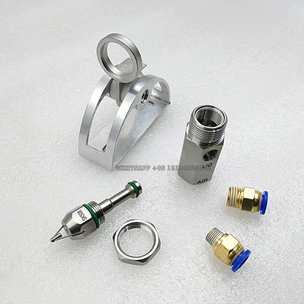 Dust Control Dry Mist Nozzle, Stainless Steel Ultrasonic Fog, Super Fine Air Atomizing, Adjustable with Base