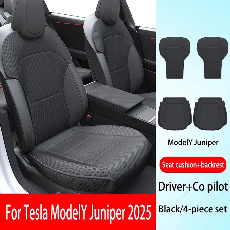 Voor Tesla Model Y Juniper 2025, PU-zitkussenventilatie, comfortabel, vier seizoenen universele split enkele zit-achterrijset
