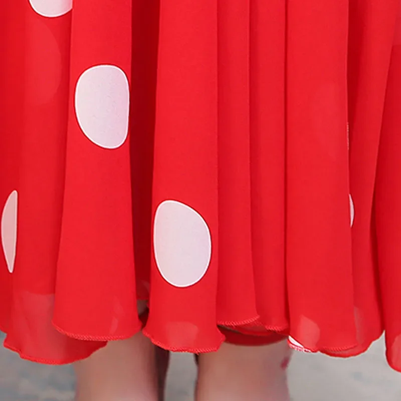 Elegant ยาวผู้หญิง V คอ Polka Dot ชุดชีฟองแขนสั้น 2025 ฤดูร้อนใหม่สุภาพสตรี Casual เอวชุด Vestidos 4XL