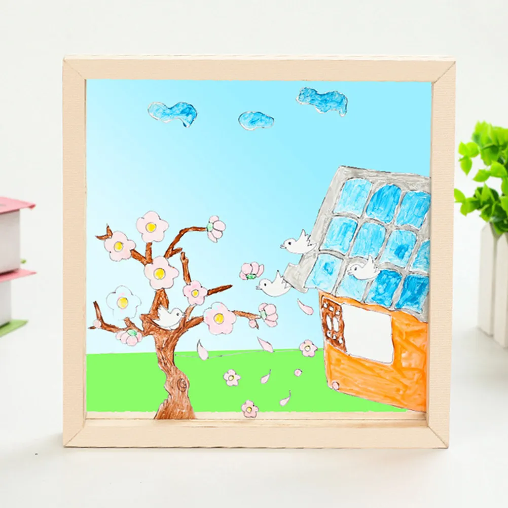 3Pcs Eco Friendly Wooden Photo Display Frame for Childrens Handmade Paintings Acrylic Glass Insert Tabletop Vertical Horizontal