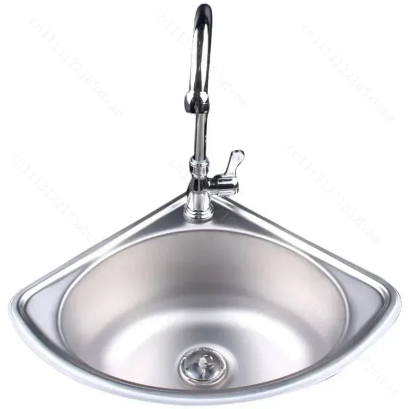 2026Stainless Steel Triangular Water Basin Sink Kitchen Vegetable Basin Single Small Dishwashing Basin Simple Household Wash Sin