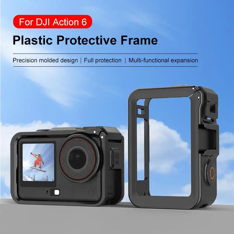 PULUZ for DJI Osmo Action 6 Plastic Cage Vertical-Horizontal Expansion Adapter Frame with Cold Shoe