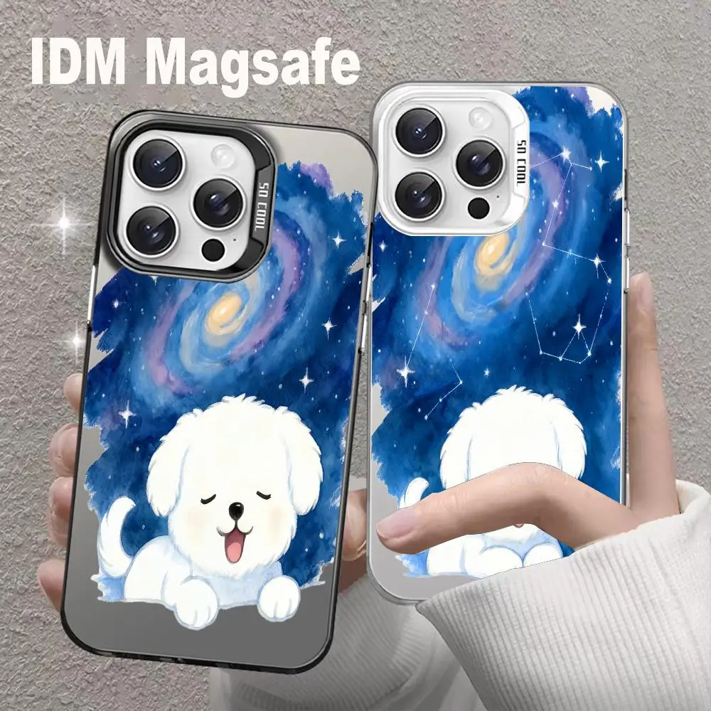 

Blue Starry Sky Puppy Phone Case For iPhone17 16 15 14 13 12 11 Pro Max Mini Plus For IDM Magsafe Wireless Charge Cases Cover