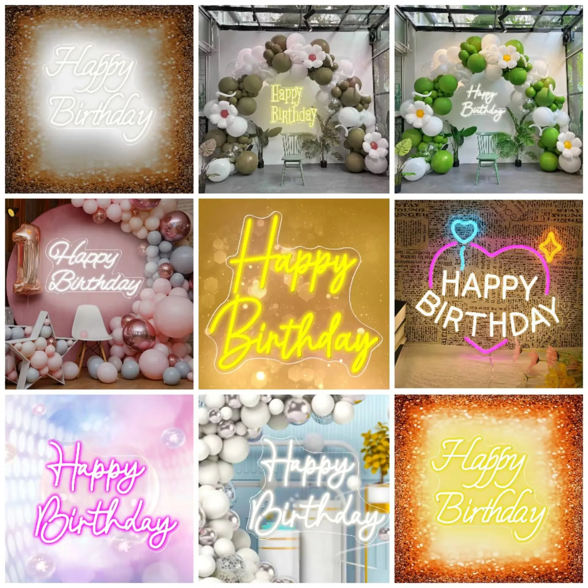 Happy Birthday Neon Sign For Wall Decor Dimmable Switch LED Neon Light Sign Birthday Party Decoration For Home Room Decor