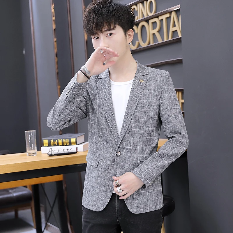 

Повседневный мужской клетчатый приталенный костюм Jaet, весенне-осенний цельный топ для студентов, модный городской костюм Long Sve