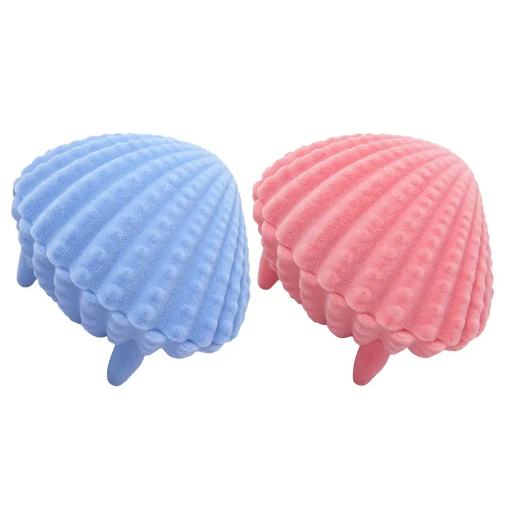 

2Pcs Shell Shaped Jewelry Box Pearl Inspired Seashell Design Soft Lint Interior Earring Necklace Ring Storage Organizer Gift