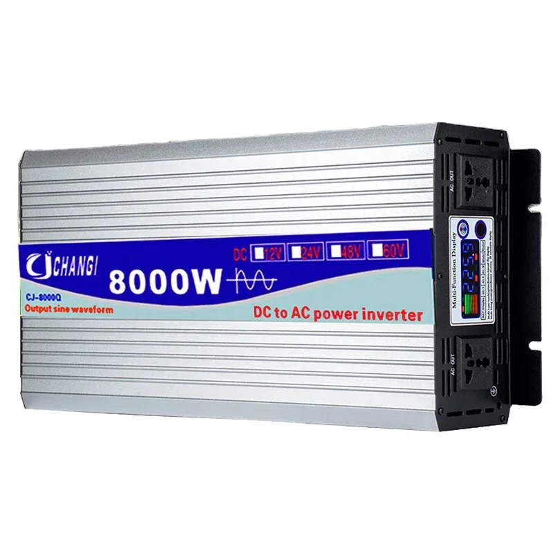 

5000W 6000W 8000W Pure Sine Wave Inverter DC 12V 24V To AC 220V 50Hz 60Hz Voltage Converter Big Power Dual Output Solar Inverter