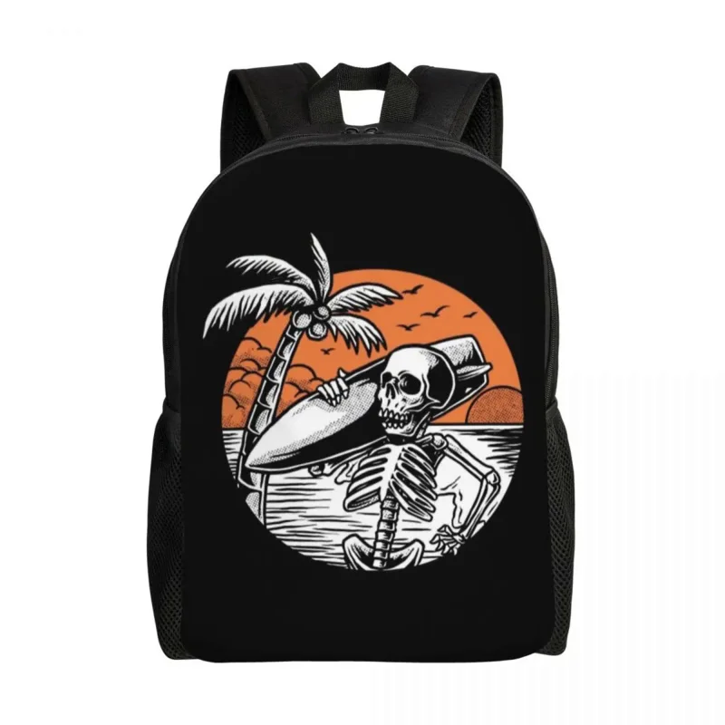 

Summer Surf Skeleton Surfing Laptop Backpack Women Men Casual Bookbag for School College Students Bag