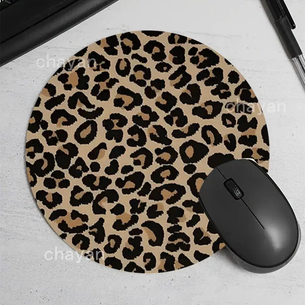لوحة ماوس صغيرة مستديرة بطبعة الفهد، حصيرة ماوس للكمبيوتر المحمول للمنزل والمكتب، مكتب ألعاب، ملحقات الكمبيوتر المحمول، مكتب داخلي #4