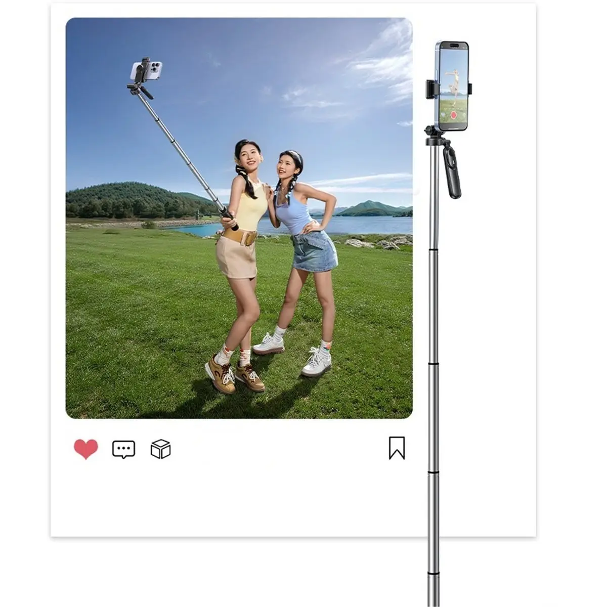 Selfie Stick,Overhead Selfie Stick Phone Tripod,Extension Tripod for LiveStreaming Vlog,Includes Wireless Remote Control