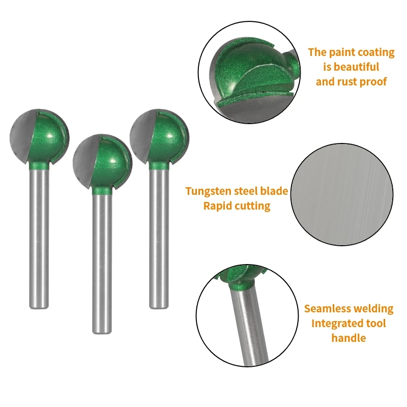 YUSUN 3MM 6MM Shank Round Carving Bit Router Bit Woodworking CNC Carbide Milling Cutter For Wood Bit Face Mill End Mill Tools