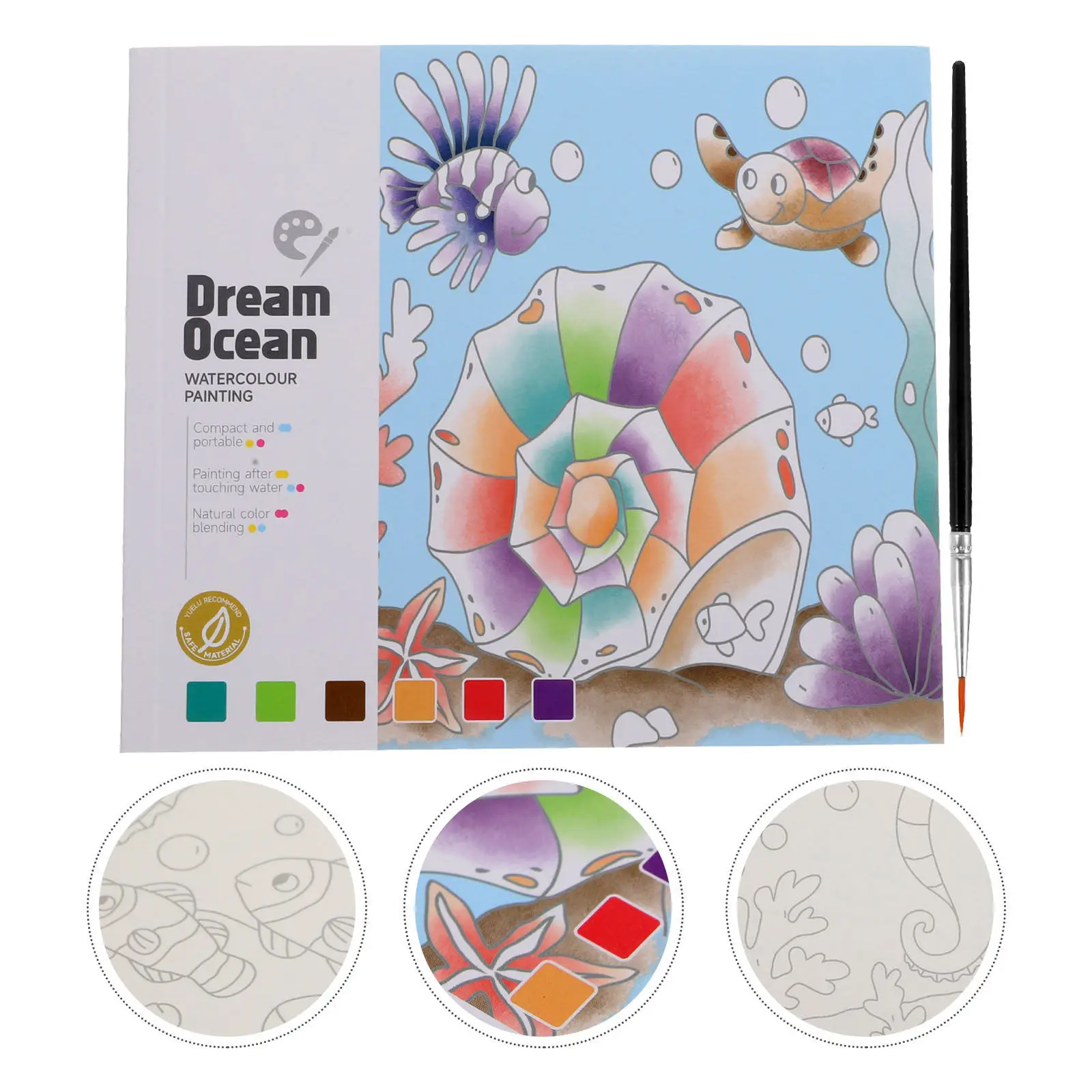 

Creative Watercolor Coloring Books Brush Pens Portable Reusable Safe Paper Animal Forest Theme DIY Decoration