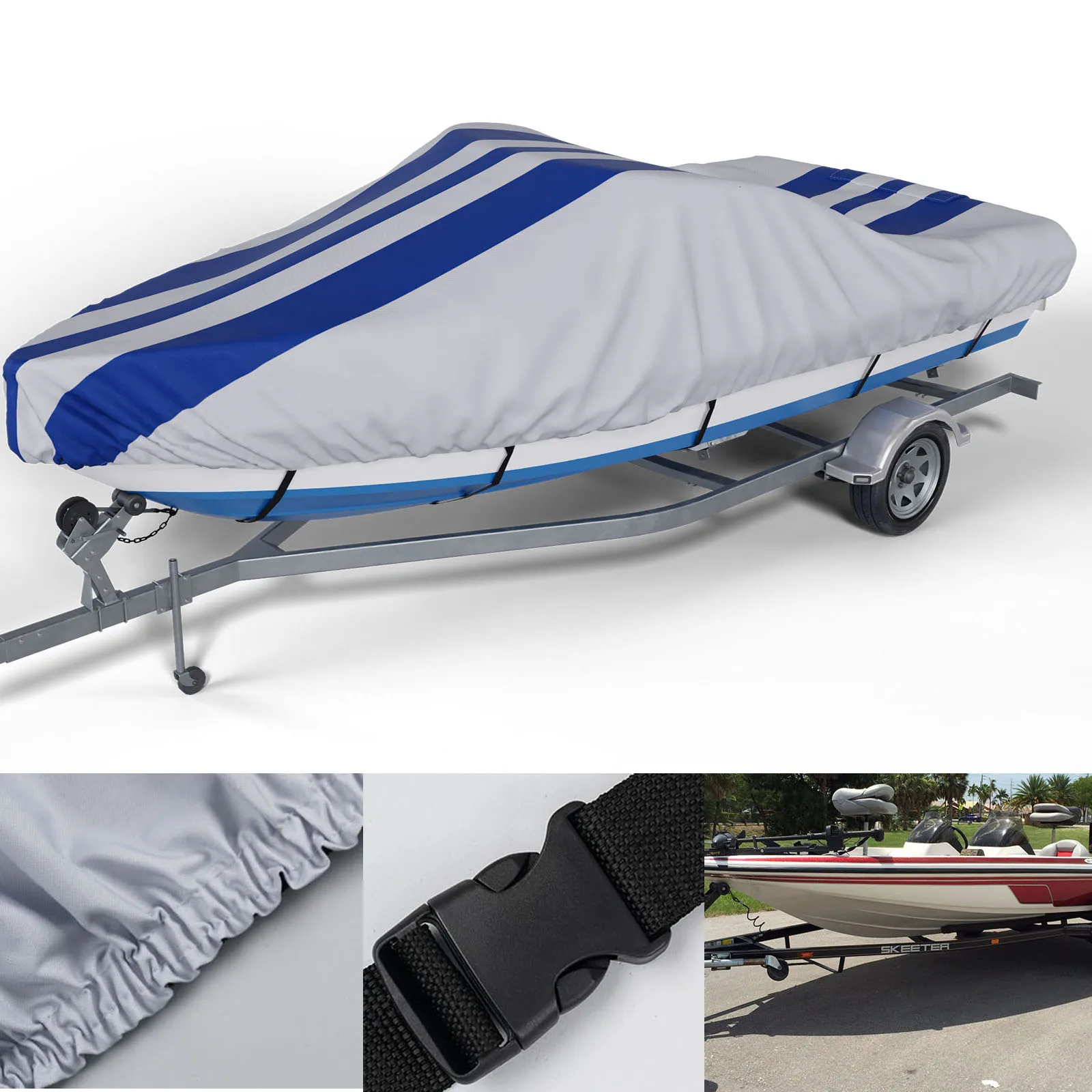 

420D Outdoor Yacht Boat Cover 17- 23FT Boat Cover Anti-UV Waterproof Heavy Duty Marine Trailerable Canvas Boat Accessories
