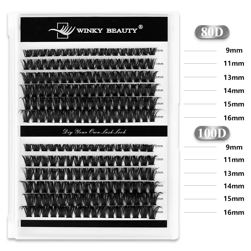 Flauschige 80D & 100D Cluster Wimpern Wimpernverlängerung DIY handgemachte falsche Wimpern einzelne Hot Melt segmentierte dichte Selbstpfropfung