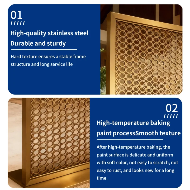custom.Factory Customization Gold Metal Room Divider 304 Stainless Steel Living Room Partition Panel Laser Cut Modern Design Sou