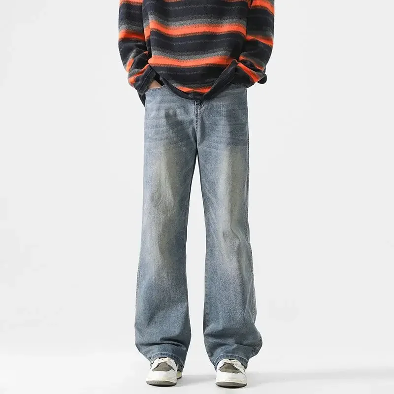 

Мужские уличные минималистичные повседневные широкие брюки больших размеров, модные брюки на весну и осень, мужские свободные повседневные брюки с прямыми штанинами