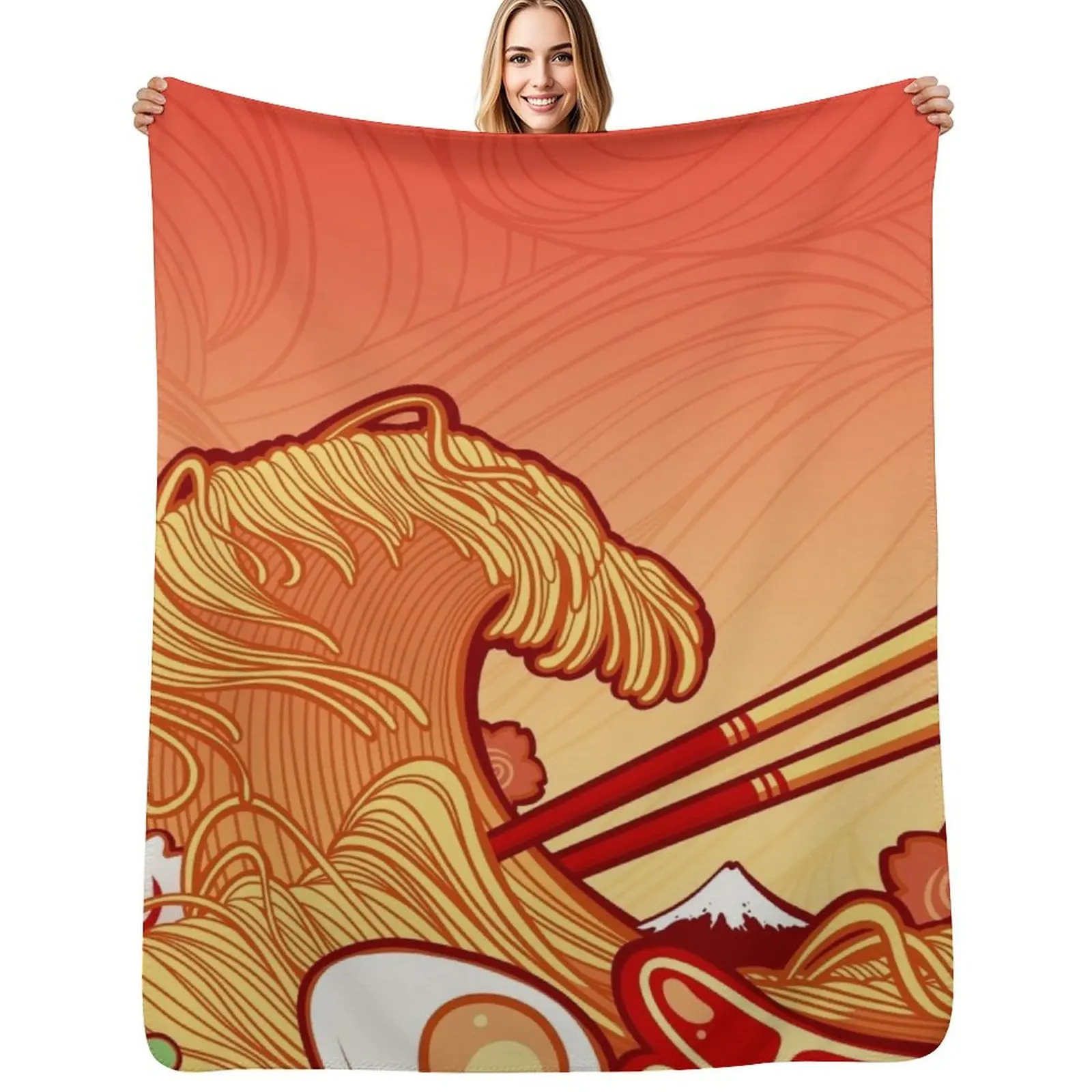 

The Great Ramen Wave Throw Blanket sofa bed decorative Summer Decorative Sofas Blankets