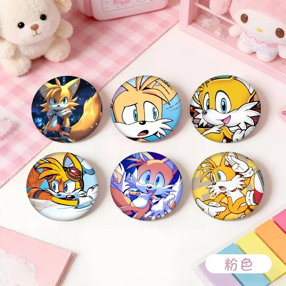 1pc Anime T-Tails Cartoon Style Badge Brooches On Backpack Decoration Round Enamel Pins For Accessorys