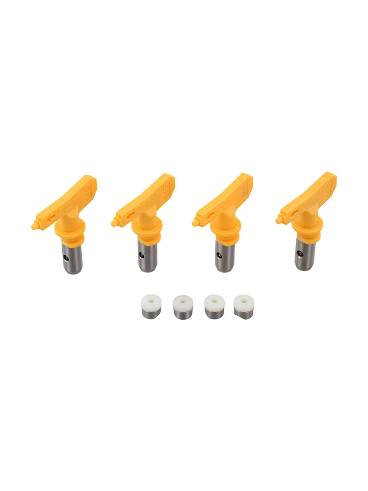 4 Piece Stainless Steel Spray Tip Set for Airless Sprayers Delivering 10 to 12 Inch Spray Patterns on Large Areas