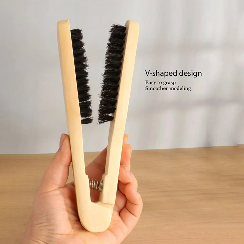 Double-sided Wooden Handle Straightening Comb, Smoothing Styling Straightening Clip Comb