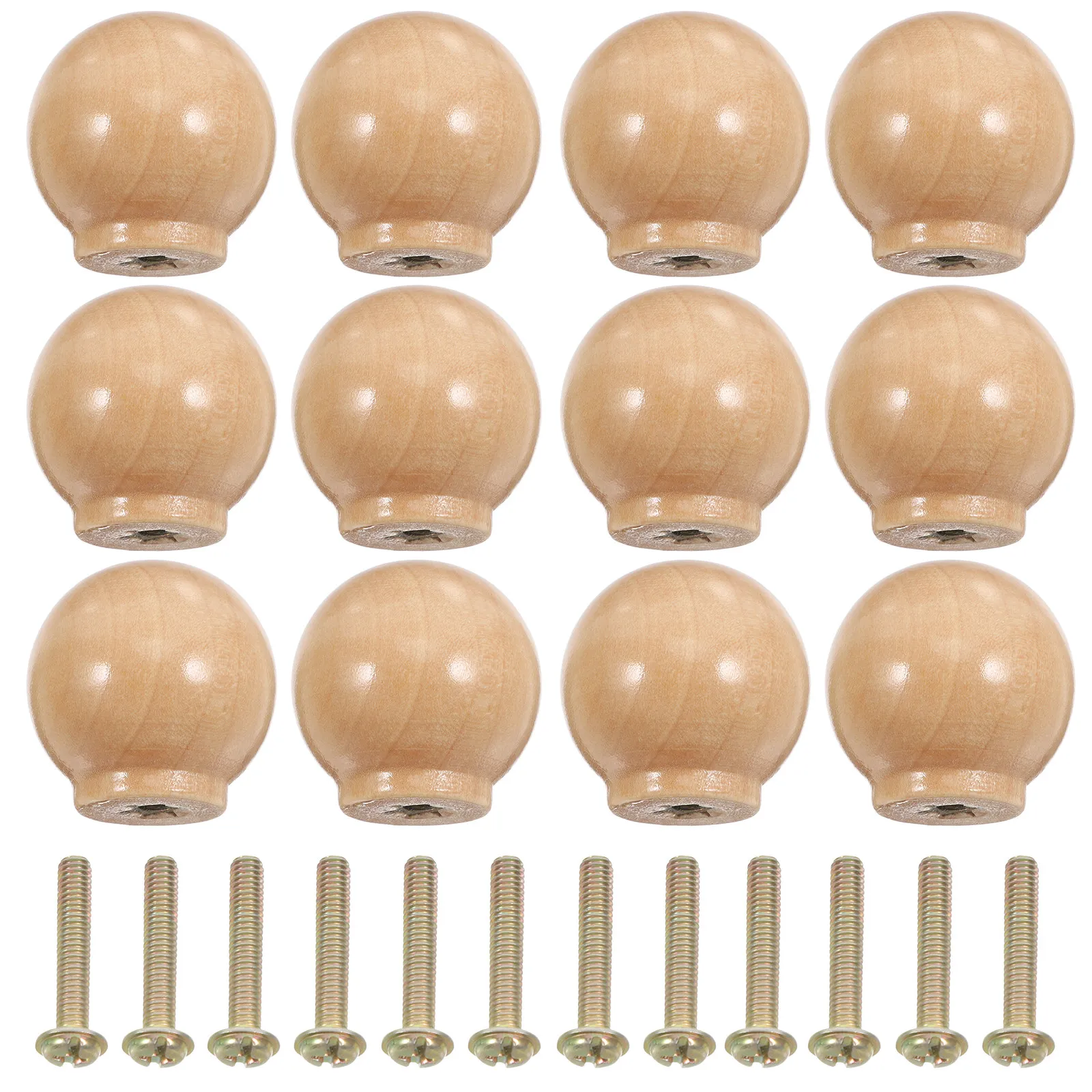 12Pcs Wooden Dresser Pulls Round Mushroom Knobs for Drawers Cabinets Wardrobe Doors Natural Wood Texture Modern Boho Home Decor