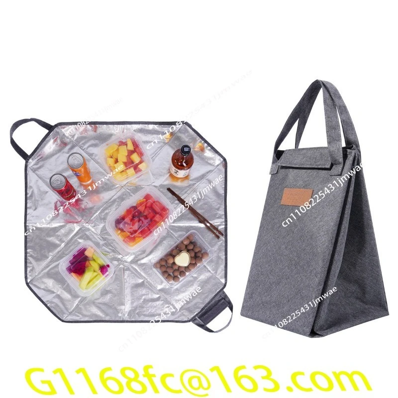 Portable Insulated Bag Lunch Box Aluminum Foil Folding Insulated Ice Pack Dual-use Meal Mat Outdoor Picnic Mat