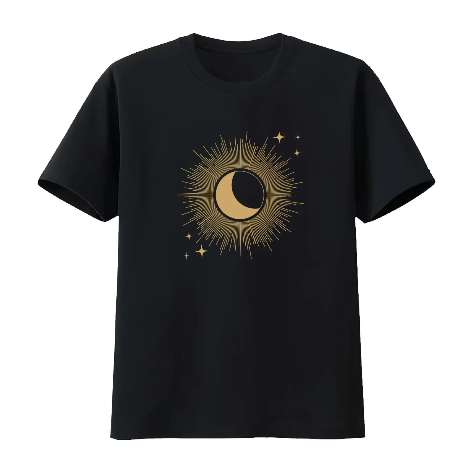 Moonburst T-Shirt Summer Casual Cotton Tee Oversized Streetwear Tops Vintage Graphic Print Loose Fit Short Sleeve