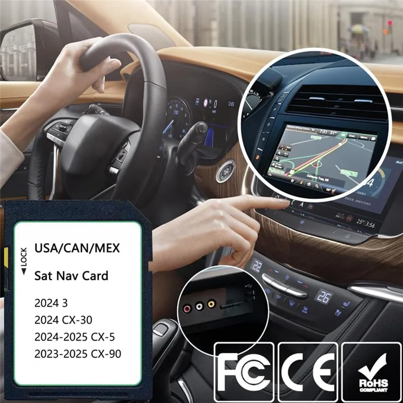 ABJF-Upgraded KMV66 EZ1B Navigation SD Card Map For CX-5(2024-2025), CX-30/Model 3(2024), CX-90(2023-2025) For USA/CAN/MEX