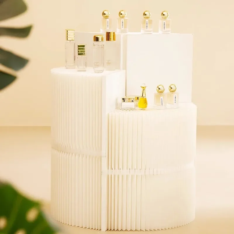 حامل عرض أسطواني متعدد الطبقات، رف عرض قسم النافذة، علبة عرض الرف، طاولة زخرفية مستديرة، ناكاجي قابلة للطي