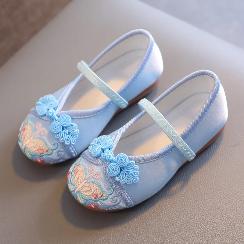 Embroidered Shoes Chinese Style Cotton Cloth Shoes flattie Soft-soled Flat Shoes Girls Princess Shoes Dance Performance Shoes