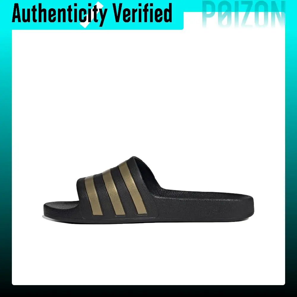 Adidas Adilette Aqua Slide Slippers Unisex Black Gold EG1758