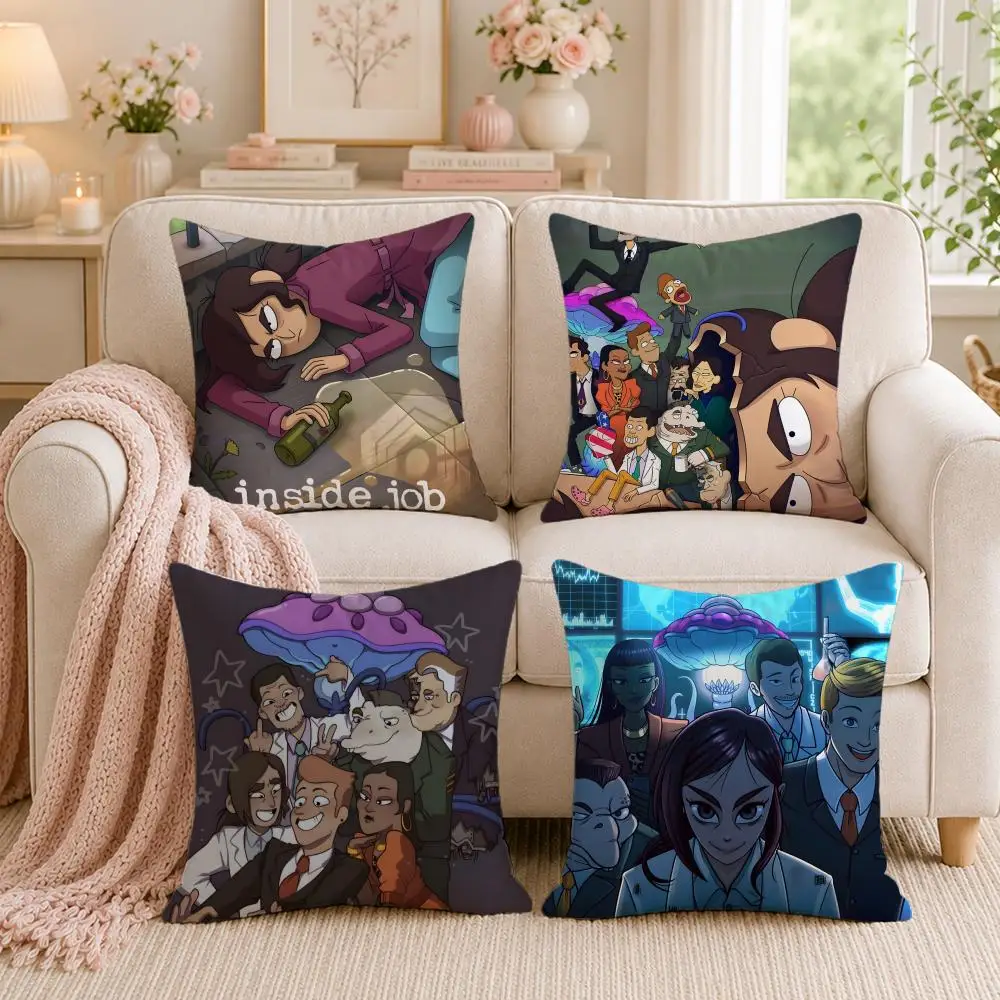 Popular Cartoon I-Inside JobS Cushion Cover Double-Sided Printed Pillow Cover Hypoallergenic Dust-Mite Proof