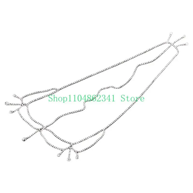 652F Luxurious Rhinestones Tassels Hairpiece For Exotic Charm Fashion Head Jewelry
