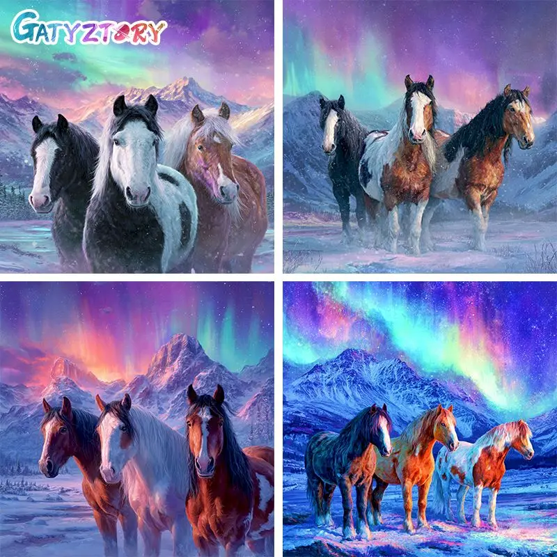 

Diamond Painting Kit Wall Art Diy Adult Crafts Kits Aurora Scenery Full Round/Square Paint By Diamonds Living Room Decoration