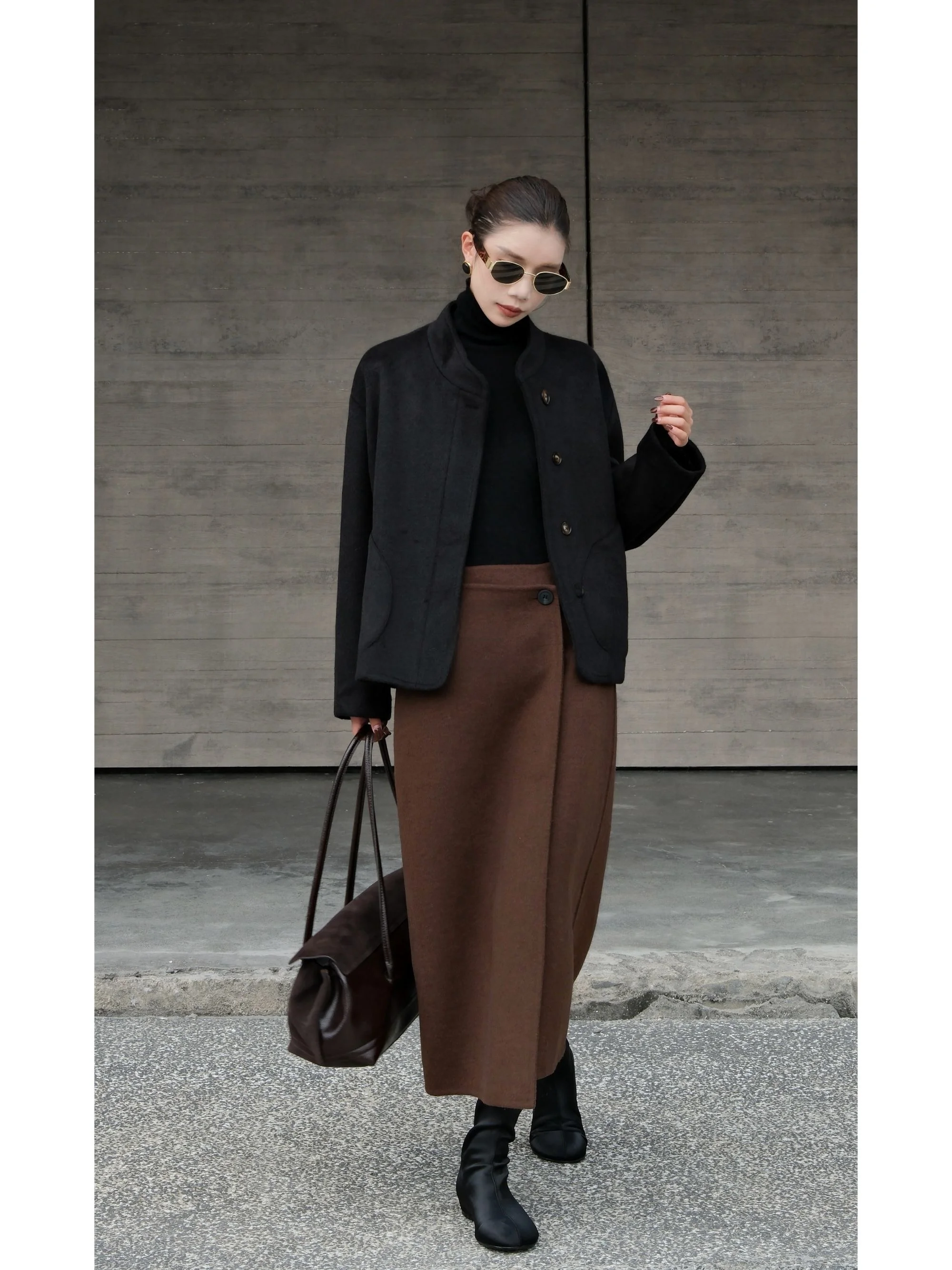 

Женское пальто KINSEYUN Designated Blogger ort с асимметричной застежкой на пуговицах и воротником-стойкой, винтажное, QD888