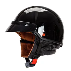 Profissional meia face DOT capacete aprovado com viseira e pescoço de couro capa univere moto capacete