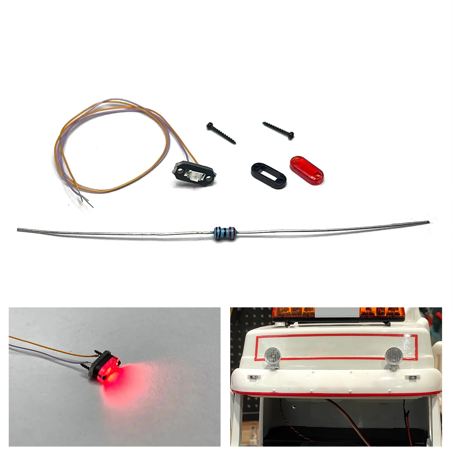

Parts Plastic Marker Light Warning Lamp 2-2.2V LED for DIY TAMIYAYA 1:14 RC Tractor Truck Model 770S FH16 RC Truck Vehicle Toys