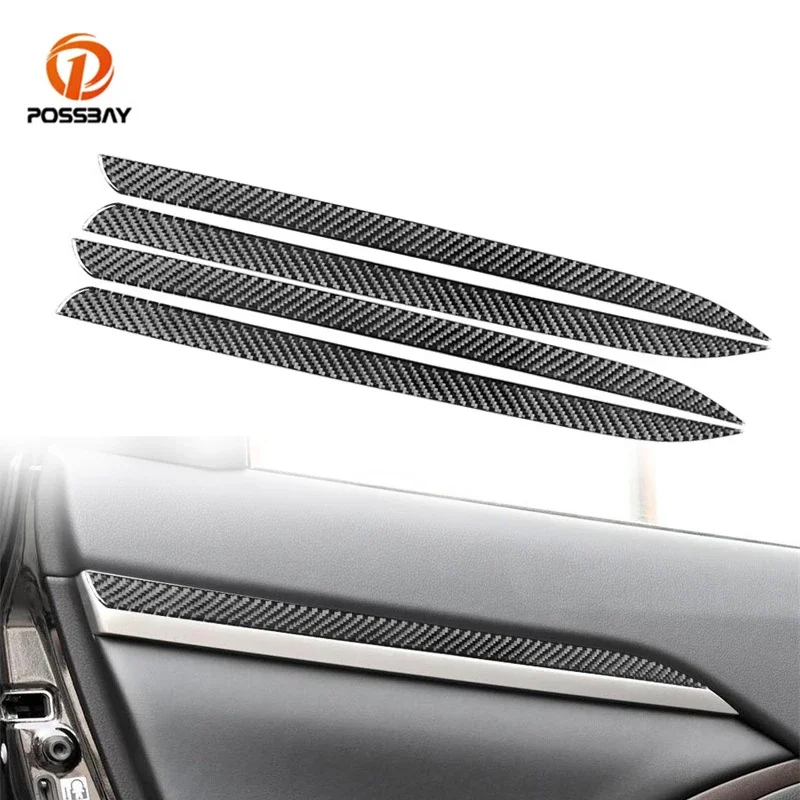 

4Pcs Car Inner Door Panel Cover Trim Strips Real Carbon Fiber Decoration Sticker for Toyota Highlander 2014 2015 2016 2017- 2019