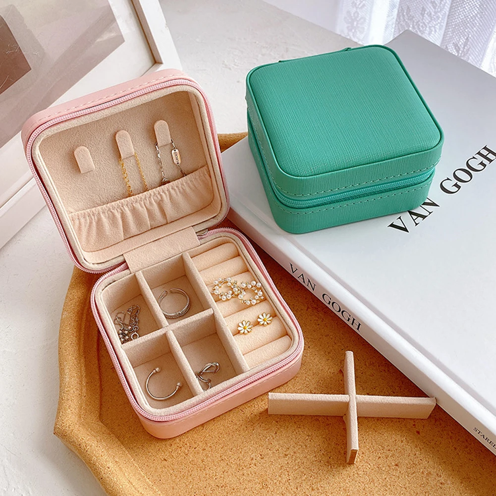 

Traveling Mini Jewelry Gift Box Display Case Organizer For Storage Jewelry Woman Portable Leather Packing Accessory Storage Boxe