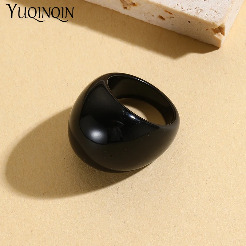 New Vintage Korean Resin Big Rings for Women Couple Geometric Punk Finger Ring for Girls Minimalist Simple Party Fashion Jewelry