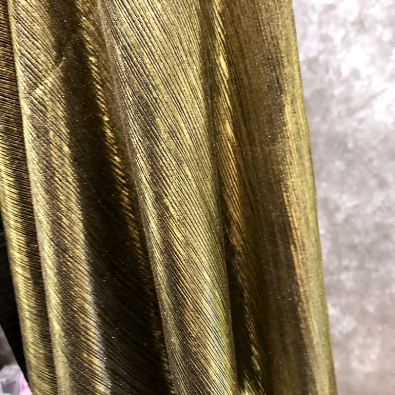 Gold Stretch Gilded Fabric for Ceremonial Dress Drape Knit Cloth Wholesale Cloth for Apparel Sewing Diy Material