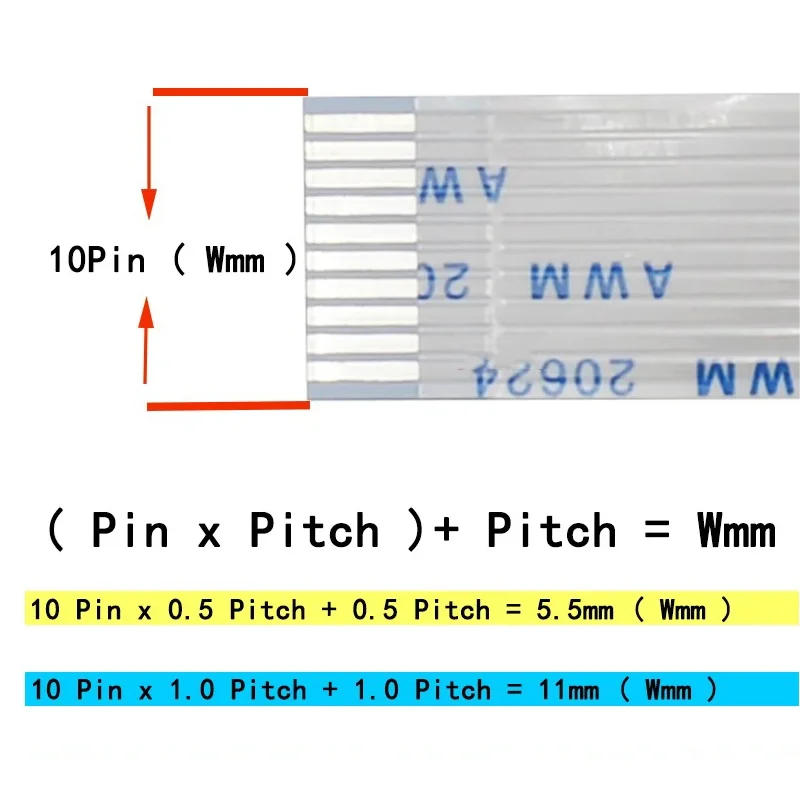 10PCS Flat  Flexible Cable FFC FPC AWM 20624 80C 60V VW-1 FFC-0.5MM 1.0MM4P 6 8 10 12 14 16 18 20 24 26 30 32 34 40Pin