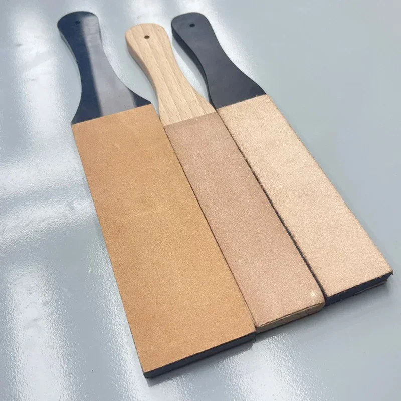 Double Side Leather Strop for Knife Sharpening Stropping Block Kit with Polishing Compound Knife Sharpening Double Side