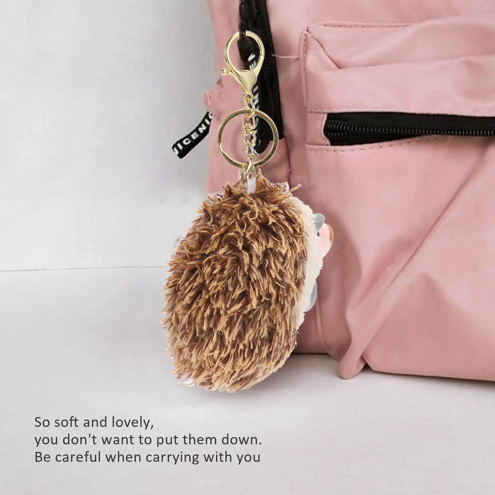 Cute Hedgehog Plush Keychain Mobile Phone Pendant Keyring Hedgehog Pompon Ring Pendant Plush Toy Brown Anime Fur Gifts