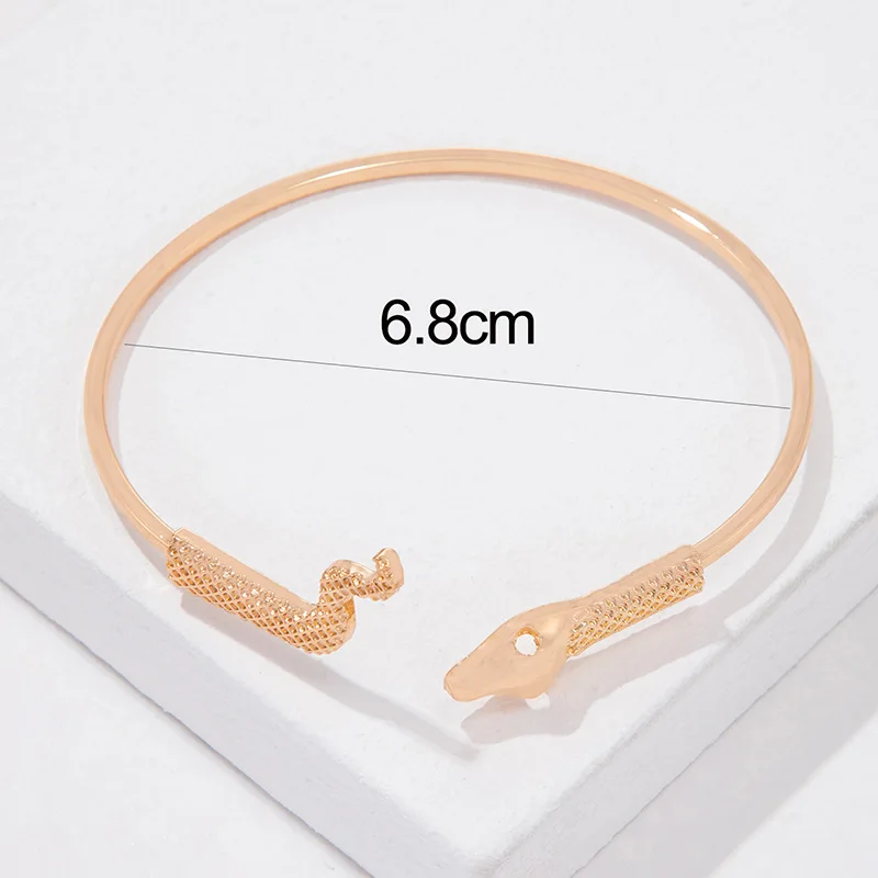 docona Fashionable Snake Head and Tail Open Bangle for Men's Geometrically Simple Alloy Single Bracelet Party Jewelry 23490