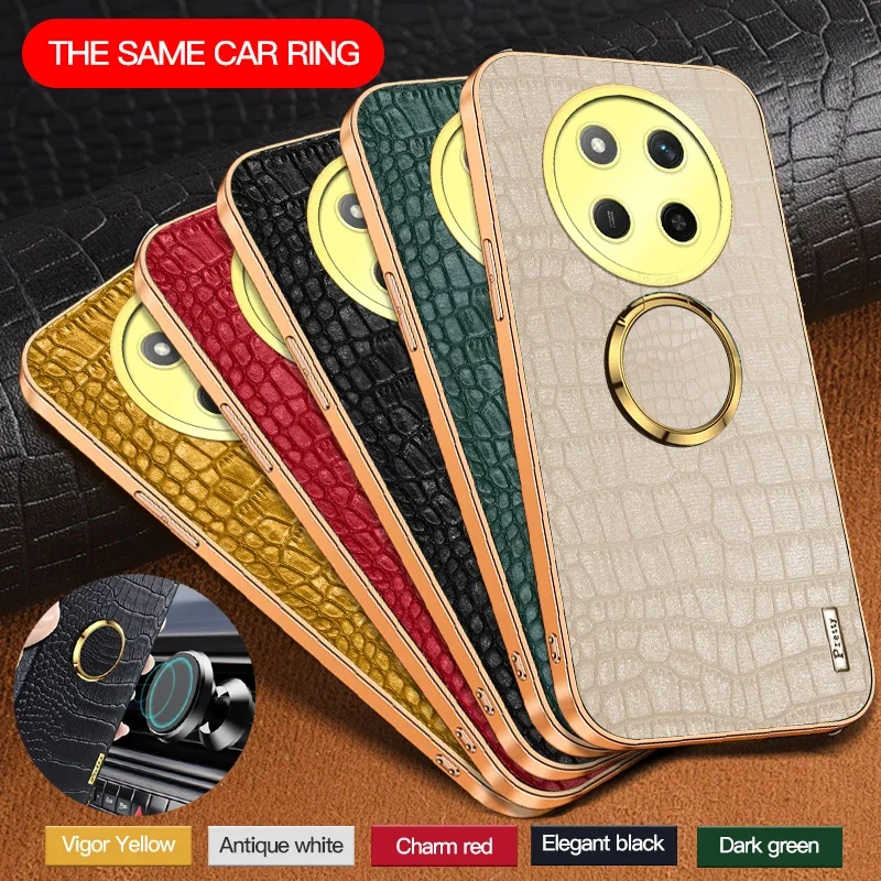 

Crocodile Pattern PU Leather Phone Case For Honor X9C Smart X9B X9A X9 4G 5G Soft Cover Cases Shockproof Ring Magnetic Holder