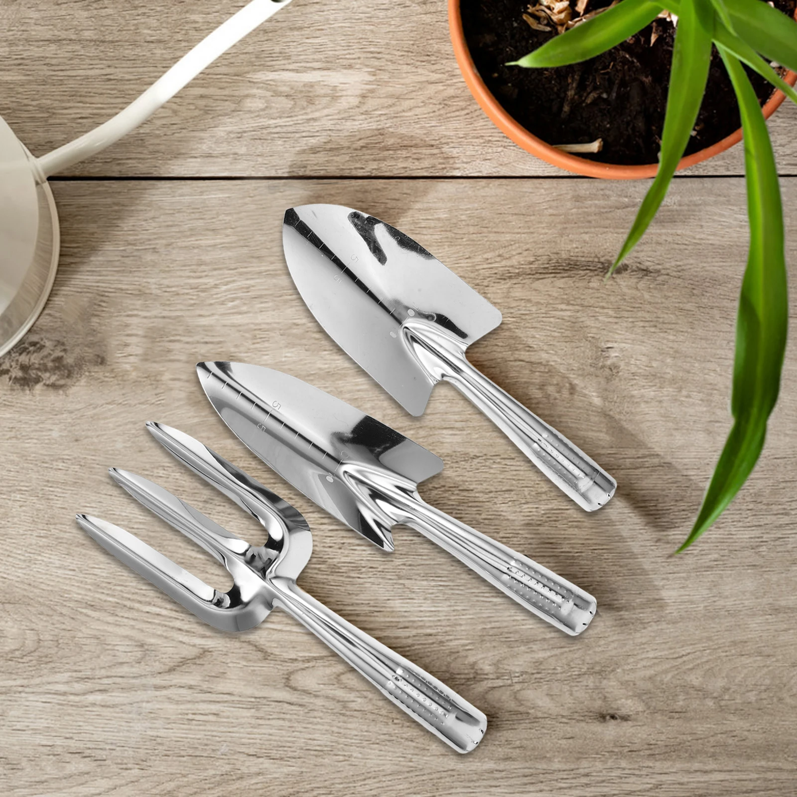 

4Pcs Heavy Duty Stainless Steel Garden Tool Set Shovels Trowel Rake for Indoor Outdoor Gardening Ergonomic Design