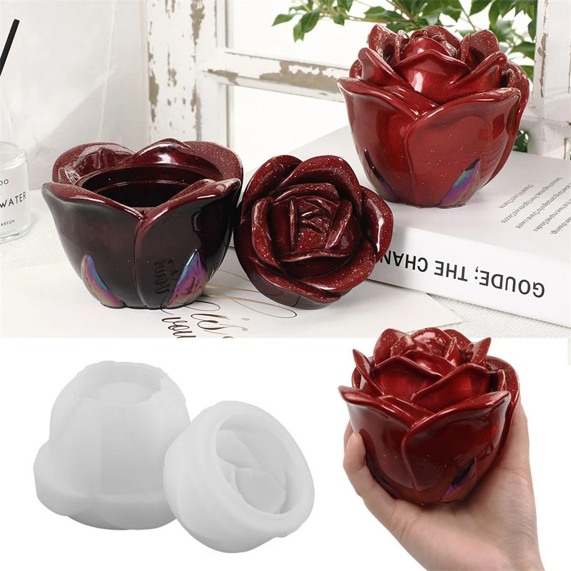 DIY Rose Lagerung Box Spiegel Silikon Form Gips Schmuck Glas Ornament Epoxy Harz Form Hause Handwerk Dekoration Zubehör